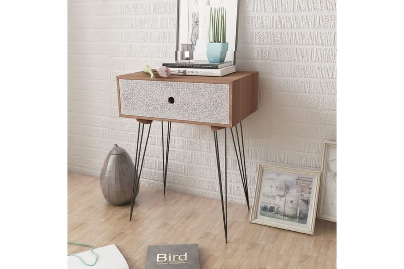 Sängbord med 1 låda rektangulär brun - Brun - Möbler - Sovrum - Sängbord