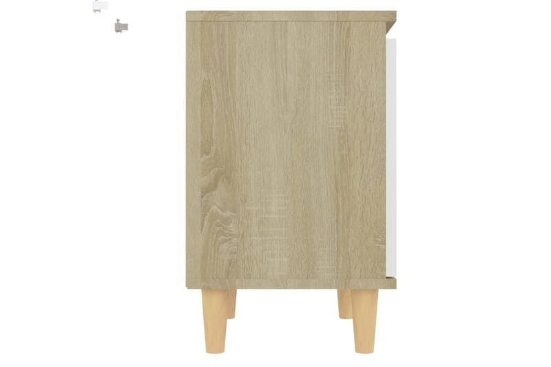 Sängbord med ben i massivt trä 2 st sonoma-ek & vit 40x30x50 - Brun - Möbler - Sovrum - Sängbord