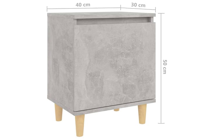 Sängbord med ben i massivt trä betonggrå 40x30x50 cm - Grå - Möbler - Sovrum - Sängbord