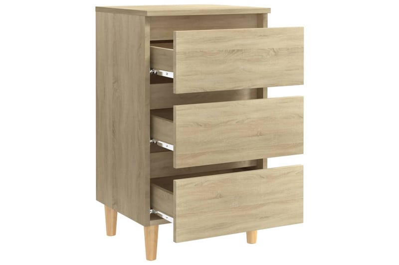 Sängbord med ben i massivt trä sonoma-ek 40x35x69 cm - Brun - Möbler - Sovrum - Sängbord
