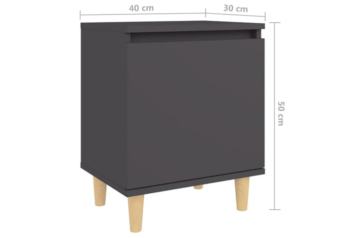 Sängbord med massiva ben 2 st grå 40x30x50 cm - Grå - Möbler - Sovrum - Sängbord