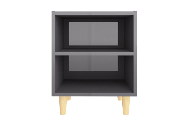 Sängbord med massiva ben grå högglans 40x30x50 cm - Grå - Möbler - Sovrum - Sängbord