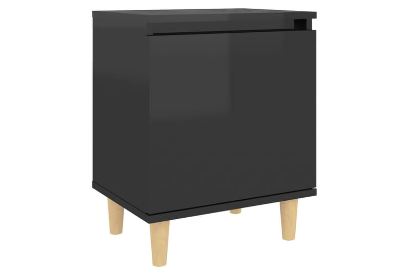 Sängbord med massiva ben svart högglans 40x30x50 cm - Svart - Möbler - Sovrum - Sängbord