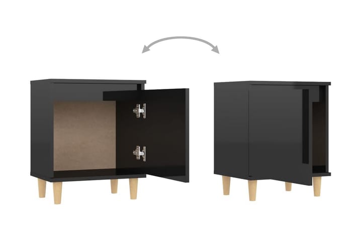Sängbord med massiva ben svart högglans 40x30x50 cm - Svart - Möbler - Sovrum - Sängbord