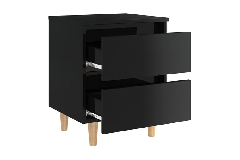 Sängbord med massiva furuben 2 st svart högglans 40x35x50 cm - Svart - Möbler - Sovrum - Sängbord