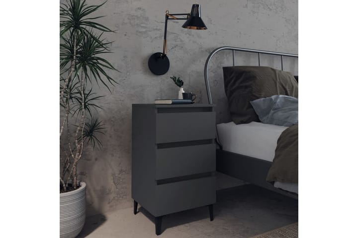 Sängbord med metallben 2 st grå 40x35x69 cm - Grå - Möbler - Sovrum - Sängbord