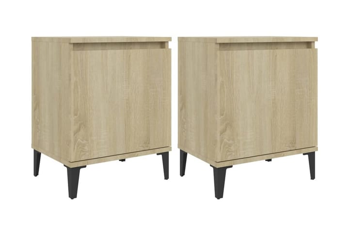 Sängbord med metallben 2 st sonoma-ek 40x30x50 cm - Brun - Möbler - Sovrum - Sängbord