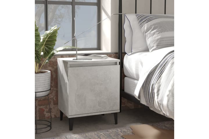 Sängbord med metallben betonggrå 40x30x50 cm - Grå - Möbler - Sovrum - Sängbord