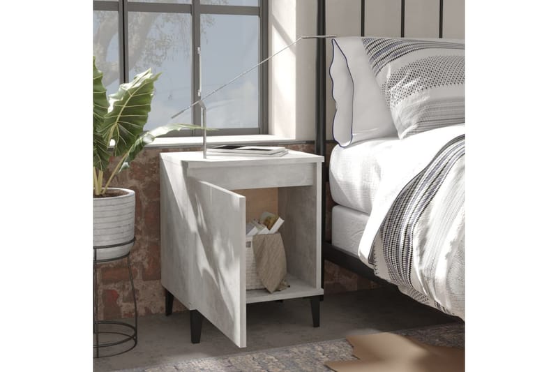 Sängbord med metallben betonggrå 40x30x50 cm - Grå - Möbler - Sovrum - Sängbord