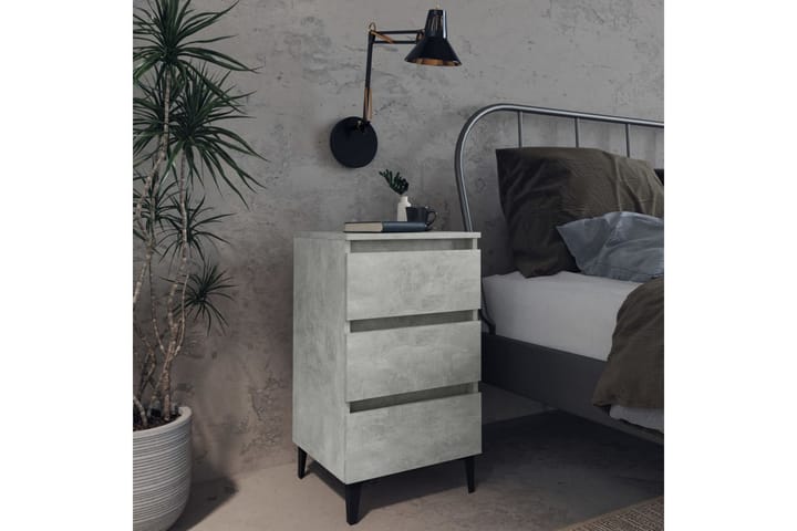 Sängbord med metallben betonggrå 40x35x69 cm - Grå - Möbler - Sovrum - Sängbord