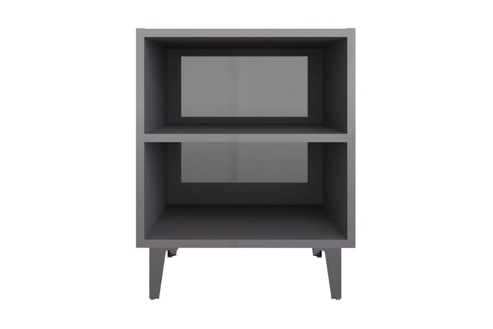 Sängbord med metallben grå högglans 40x30x50 cm