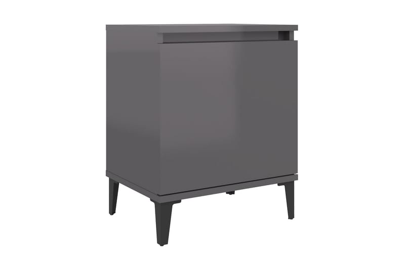 Sängbord med metallben grå högglans 40x30x50 cm - Grå - Möbler - Sovrum - Sängbord
