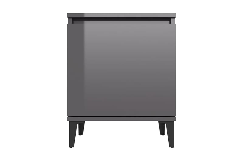 Sängbord med metallben grå högglans 40x30x50 cm