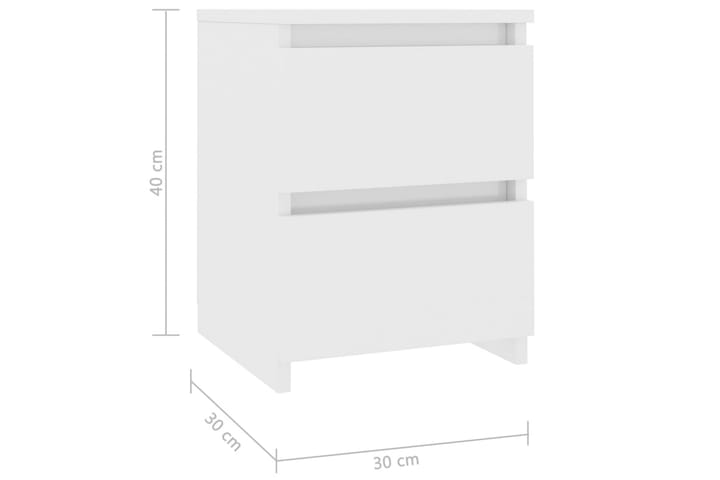 Sängbord vit högglans 30x30x40 cm spånskiva - Vit - Möbler - Sovrum - Sängbord