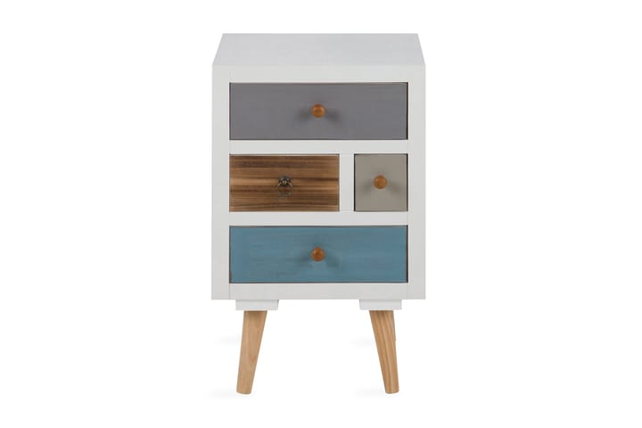 TITO Sängbord 36 cm med Förvaring 4 Lådor Vit/Blå/Grå - Möbler - Vardagsrum - Stolar & sittmöbler - Pallar - Fotpall