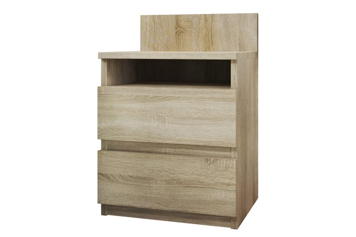 VICENZA Sängbord 40 cm med Förvaring 2 Lådor + Hylla Beige/G - Beige/Grå - Möbler - Sovrum - Sängbord