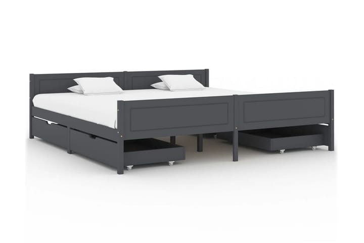 Sängram med 4 lådor mörkgrå massiv furu 200x200 cm - Grå - Möbler - Sovrum - Sängram & sängstomme