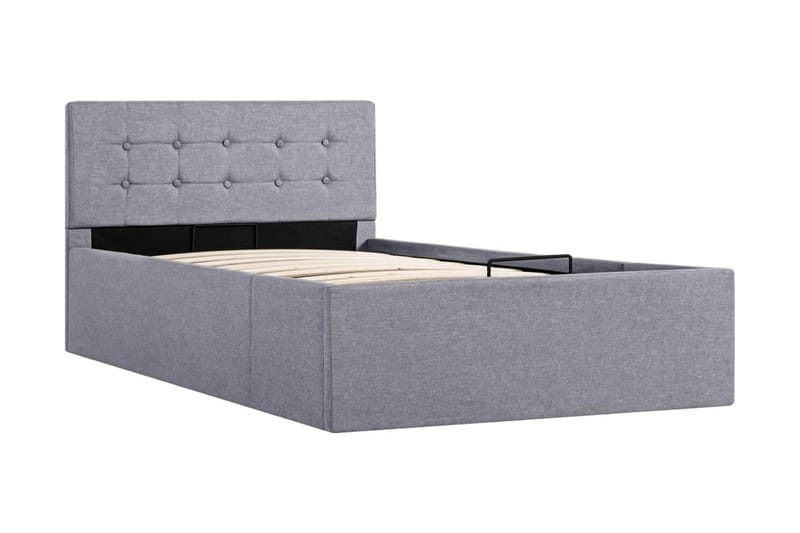Sängram med hydraulisk förvaring ljusgrå tyg 90x200 cm - Grå - Möbler - Sovrum - Sängram & sängstomme
