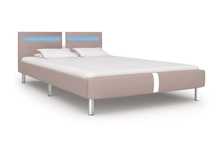 Sängram med LED cappuccino konstläder 120x200 cm - Beige - Möbler - Sovrum - Sängram & sängstomme