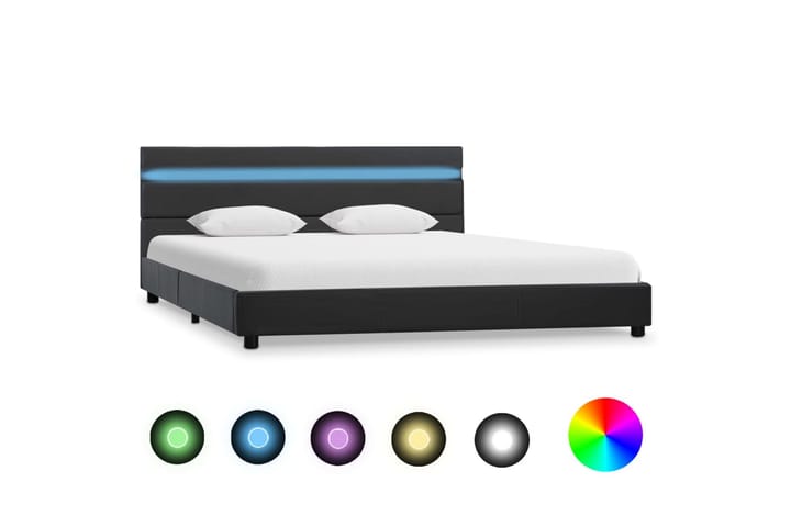 Sängram med LED grå konstläder 120x200 cm - Grå - Möbler - Sovrum - Sängram & sängstomme