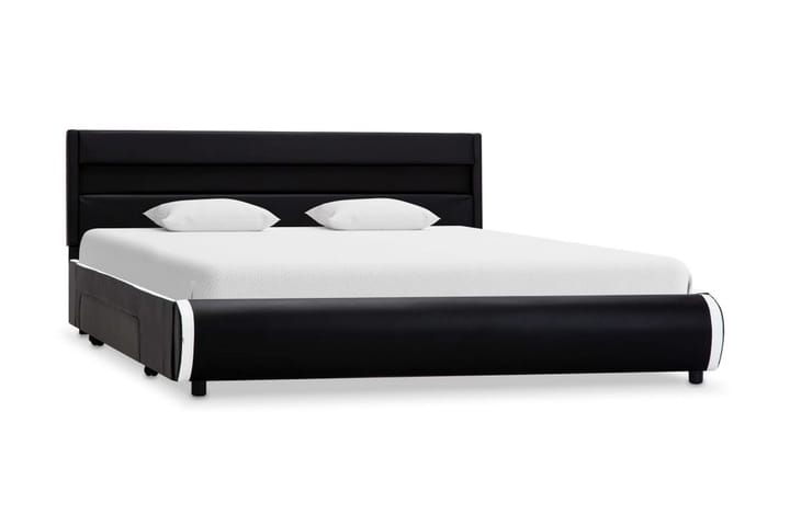 Sängram med LED svart konstläder 140x200 cm - Svart - Möbler - Sovrum - Sängram & sängstomme