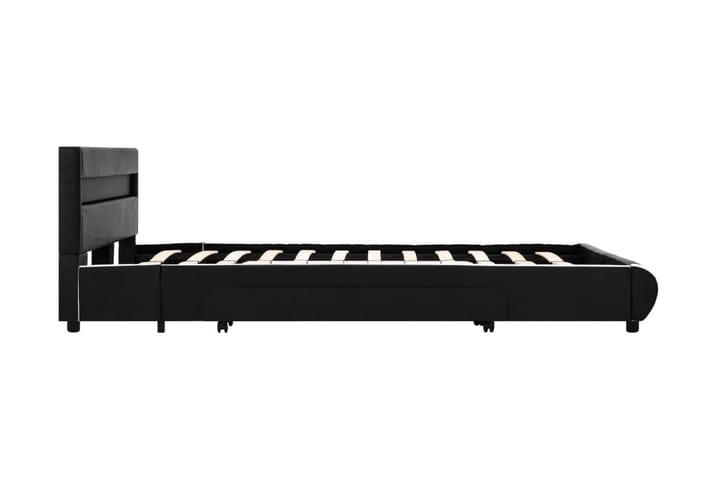 Sängram med LED svart konstläder 140x200 cm - Svart - Möbler - Sovrum - Sängram & sängstomme