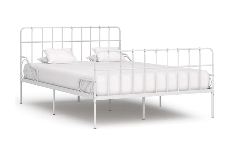 Sängram med ribbotten vit metall 140x200 cm - Vit - Möbler - Sovrum - Sängram & sängstomme