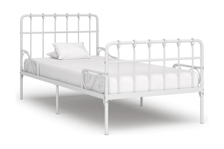 Sängram med ribbotten vit metall 90x200 cm - Vit - Möbler - Sovrum - Sängram & sängstomme