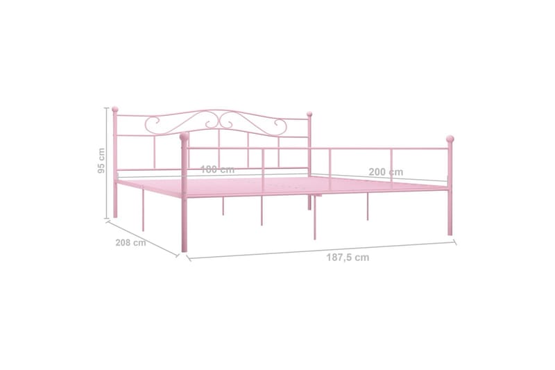 Sängram rosa metall 180x200 cm - Rosa - Möbler - Sovrum - Sängram & sängstomme