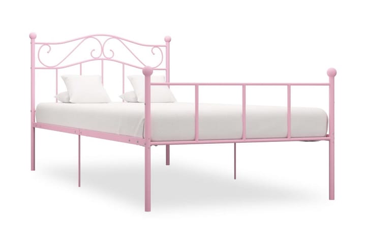 Sängram rosa metall 90x200 cm