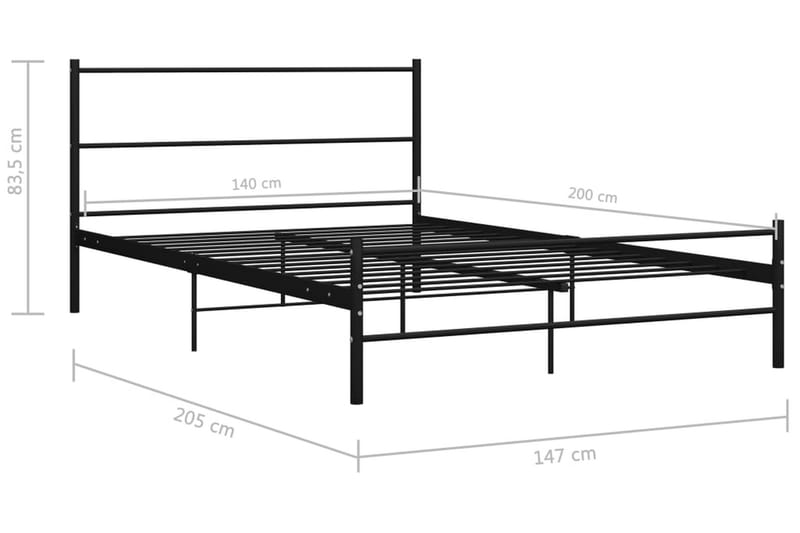 Sängram svart metall 140x200 cm - Svart - Möbler - Sovrum - Sängram & sängstomme