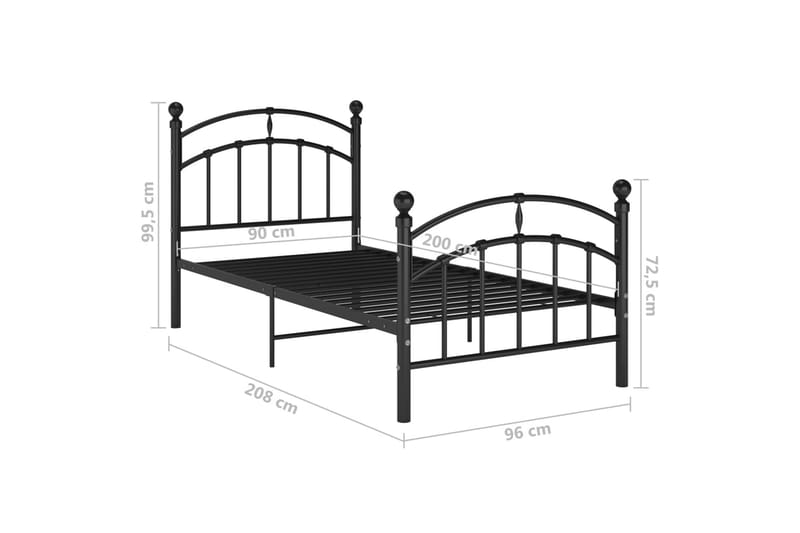 Sängram svart metall 90x200 cm - Svart - Möbler - Sovrum - Sängram & sängstomme