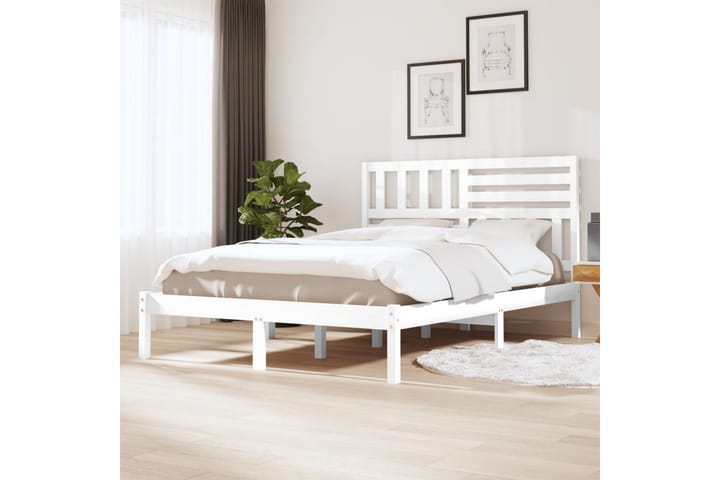 Sängram vit massivt furu 140x200 cm - Vit - Möbler - Sovrum - Sängram & sängstomme