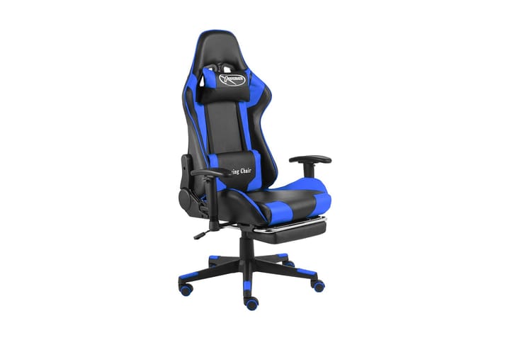 Snurrbar gamingstol med fotstöd blå PVC - Blå - Möbler - Spelrum - Gamingstol
