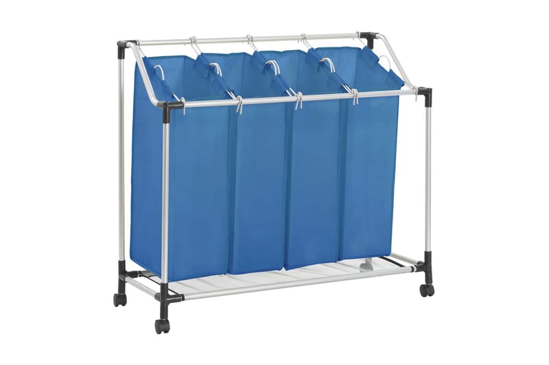 Tvättsorterare med 4 påsar blå stål - Blå - Möbler - Tillbehör & accessoarer - Badrumstillbehör