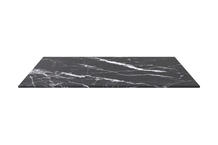 Bordsskiva svart 60x60 cm 6 mm härdat glas med marmortextur