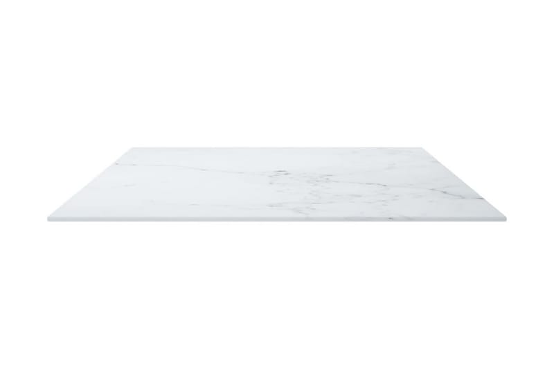 Bordsskiva vit 100x62 cm 8 mm härdat glas med marmortextur