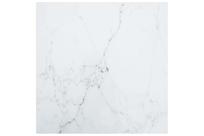 Bordsskiva vit 50x50 cm 6 mm härdat glas med marmortextur