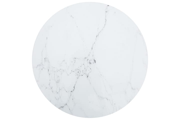 Bordsskiva vit Ã˜80x1 cm härdat glas med marmortextur