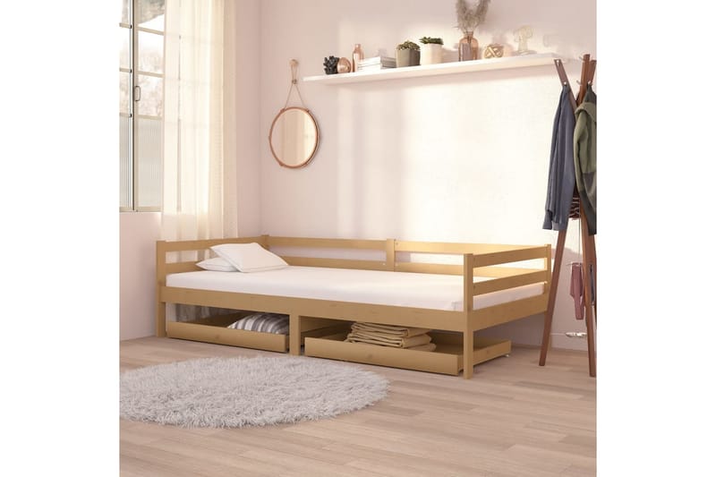 Sänglådor 2 st honungsbrun massiv furu - Brun - Möbler - Tillbehör & accessoarer - Sängtillbehör