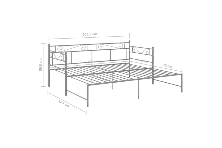 Utdragbar sängram bäddsoffa grå metall 90x200 cm - Grå - Möbler - Vardagsrum - Bäddsoffor - Hörnbäddsoffa