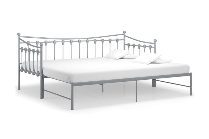 Utdragbar sängram bäddsoffa grå metall 90x200 cm