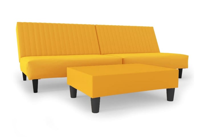 Bäddsoffa 2-sits med fotpall gul sammet - Gul - Möbler - Vardagsrum - Bäddsoffor