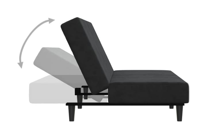 Bäddsoffa 2-sits med fotpall svart sammet - Svart - Möbler - Vardagsrum - Bäddsoffor