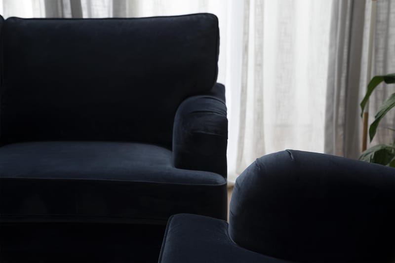 HOWARD Fåtölj med Fotpall Sammet Midnattsblå - Möbler - Vardagsrum - Fåtöljer - Fåtölj med pall
