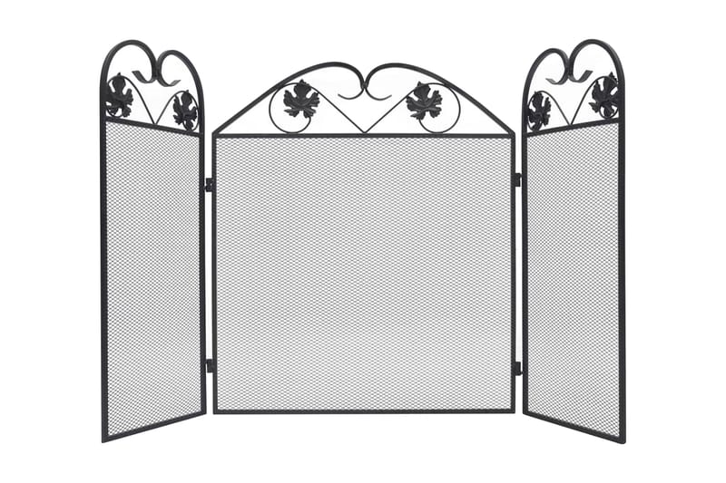 Gnistskydd med 3 paneler järn svart - Svart - Möbler - Vardagsrum - Kamin - Tillbehör kaminer - Kaminskydd