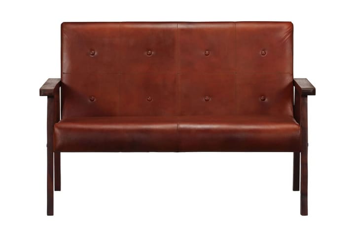 2-sitssoffa brun äkta läder - Brun - Möbler - Vardagsrum - Soffor - Skinnsoffor
