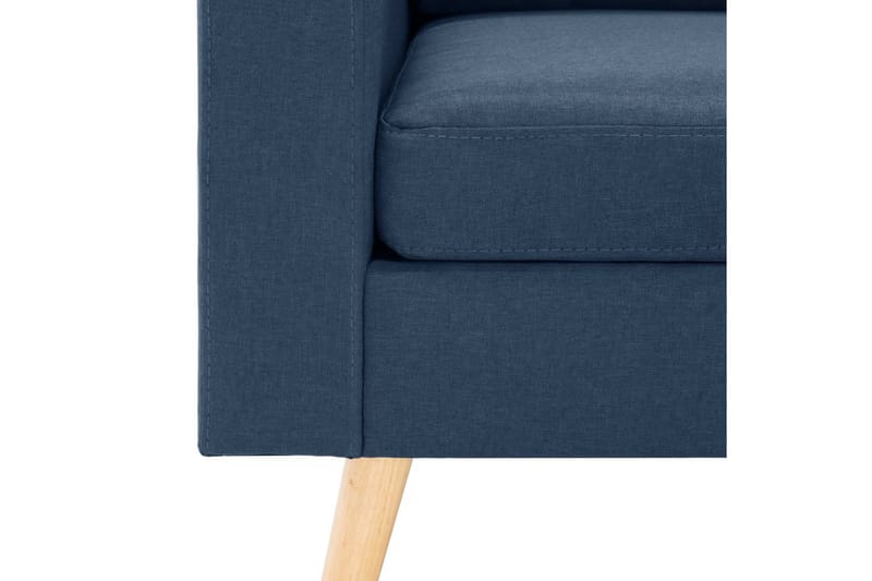 3-sitssoffa med fotpall blå tyg - Blå - Möbler - Vardagsrum - Soffor - 3-sits soffor