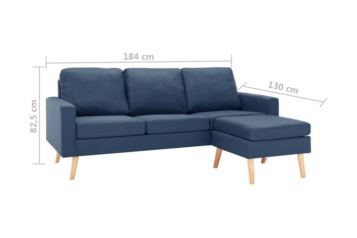 3-sitssoffa med fotpall blå tyg - Blå - Möbler - Vardagsrum - Soffor - 3-sits soffor