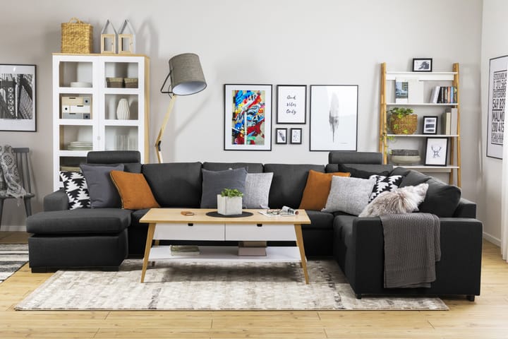 NEW YORK Hörnsoffa med Divan XL Vänster Antracit - Möbler - Vardagsrum - Soffor - Hörnsoffor